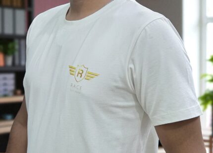 Men Solid Round Neck Cotton Blend White T-Shirt